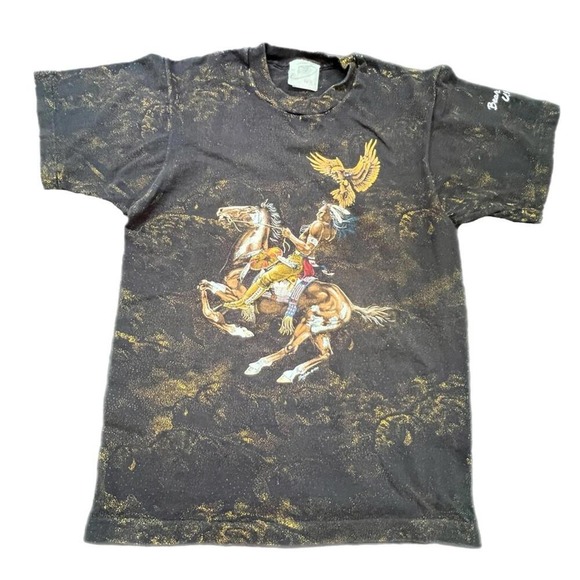 Fruit of the Loom Other - Vintage Bear Country USA Native American Cowboy in Black & Gold Tee - M